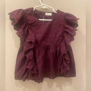 Jamie Kay Burgundy Ruffle Top